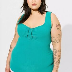 Torrid Super Soft Rib Sweetheart Tie Front Tank NWT